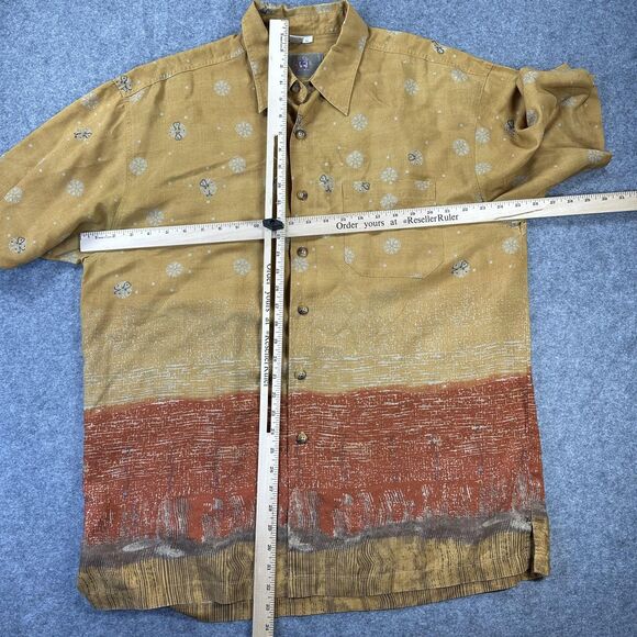 Vintage Territory Ahead Shirt Mens XL Brown Lyocell Hawaiian Button Front 90s - Picture 7 of 10
